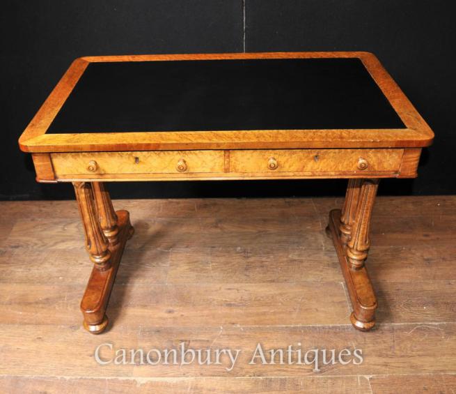 Antique Maple Wood Regency Writing Table Desk Circa 1830 Tulip Legs
