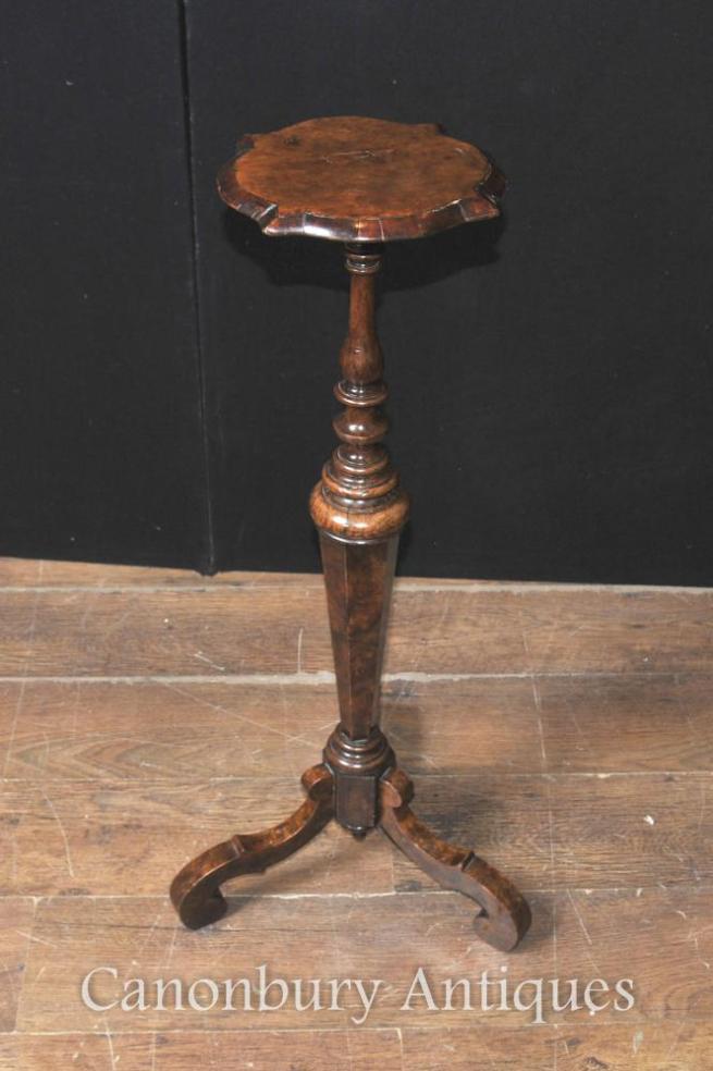 Antique William and Mary Walnut Pedestal Stand Table 1860