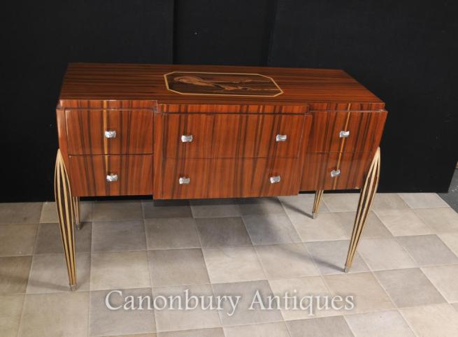 Art Deco Chest of Drawers Cabinet Server Inlay