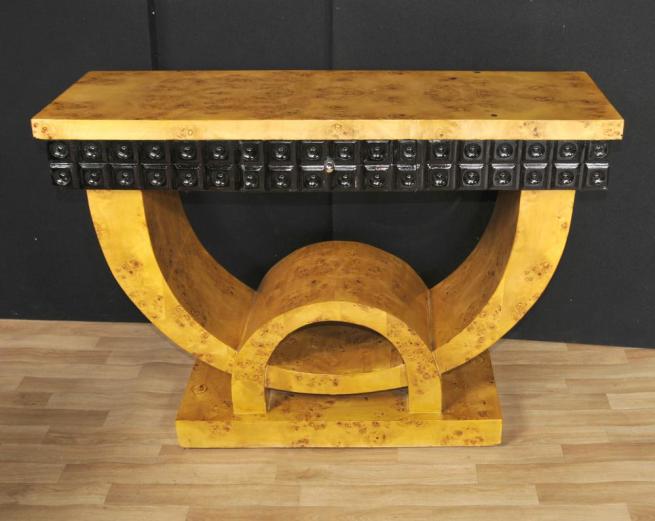 Art Deco Console Table Blonde Walnut Hall Tables Furniture