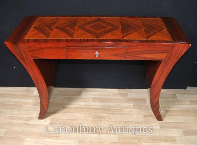 Art Deco Console Table Rosewood Lozenge Inlay