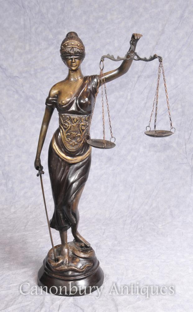 Bronze Lady Justice Statue Scales Legal Justitia Themis