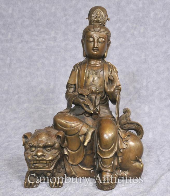 Bronze Tibetan Bronze Statue Buddhist Fugen Monju Samantabhadra Manjushri