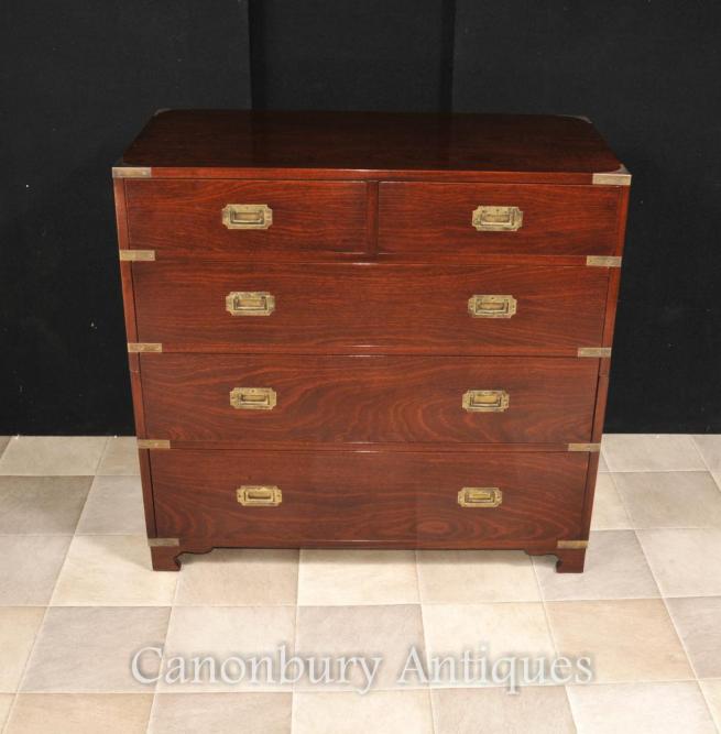 English Mahogany Campaign Chest of Drawers Colonial Furniture