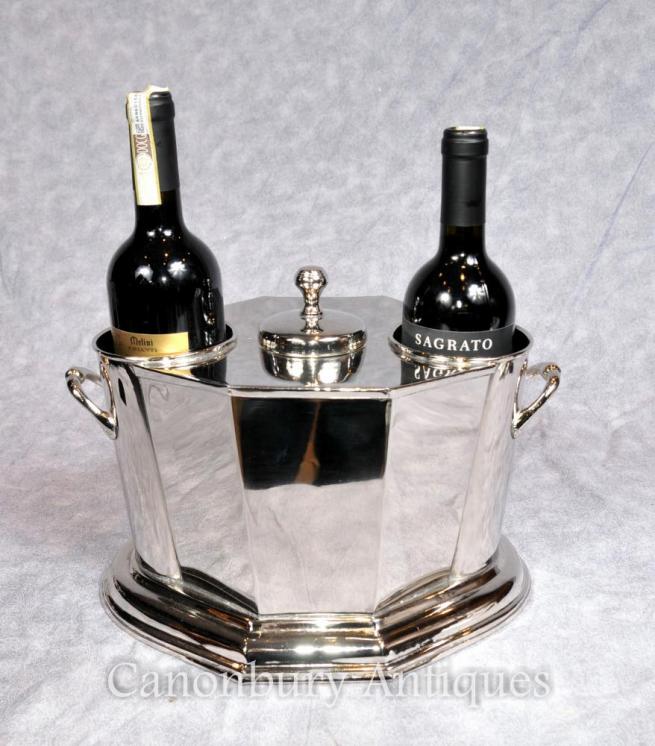 English Silver Plate Wine Cooler Champagne Bucket Server