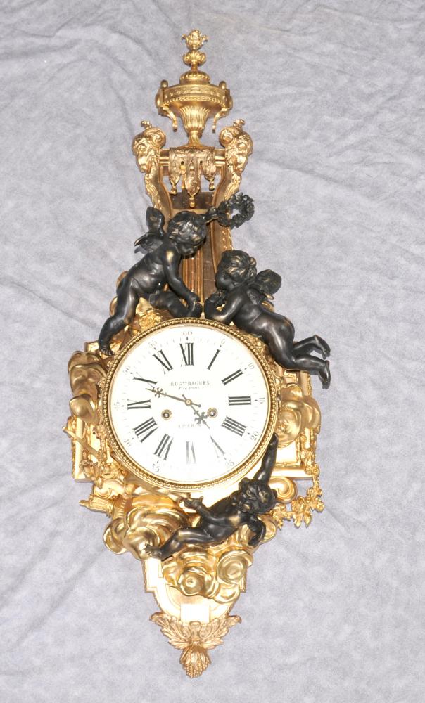 French Empire Ormolu Cherub Wall Clock Cherubim Bronze Clocks