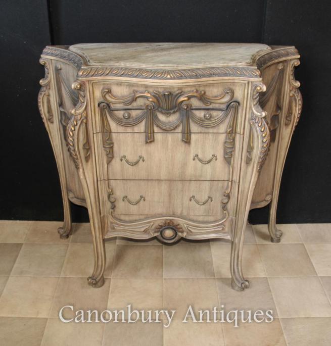 French Empire Painted Commode Chest Drawers Shabby