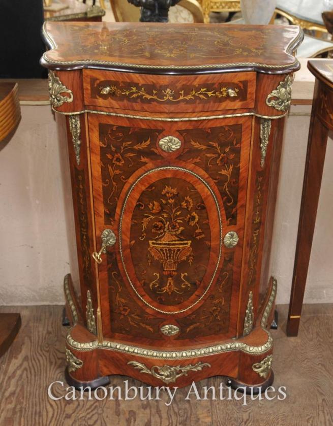 French Louis XVI Cabinet Chest Credenza Marquetry Inlay