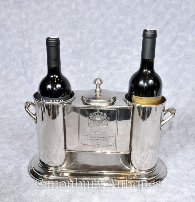 French Silver Plate Wine Cooler Champagne Bucket Chenas Beaujolais