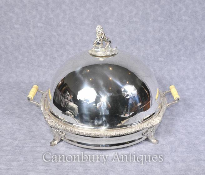 George II Silver Plate Dome Tray Serving Platter Lidded