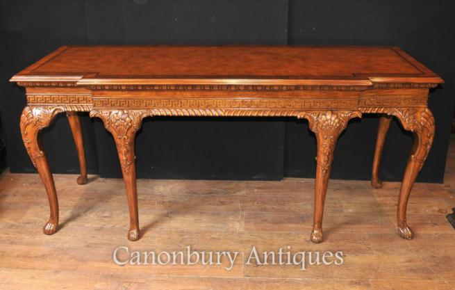 Large George II Walnut Console Table Hand Carved Tables Server