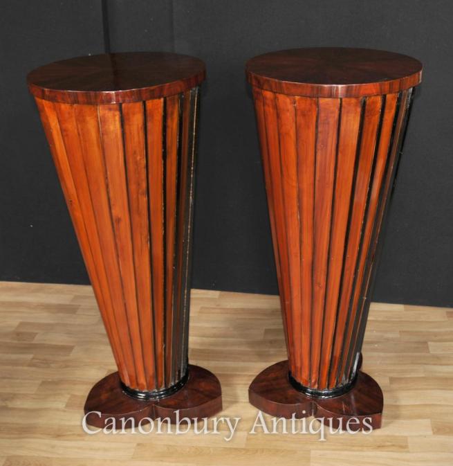 Pair Art Deco Column Pedestal Table Plinth Stands
