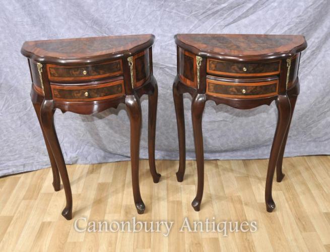 Pair French Empire Bedside Chests Nightstands