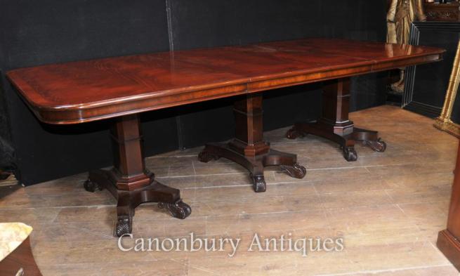 Regency Dining Table Mahogany Triple Pedestal Manner George Bullock