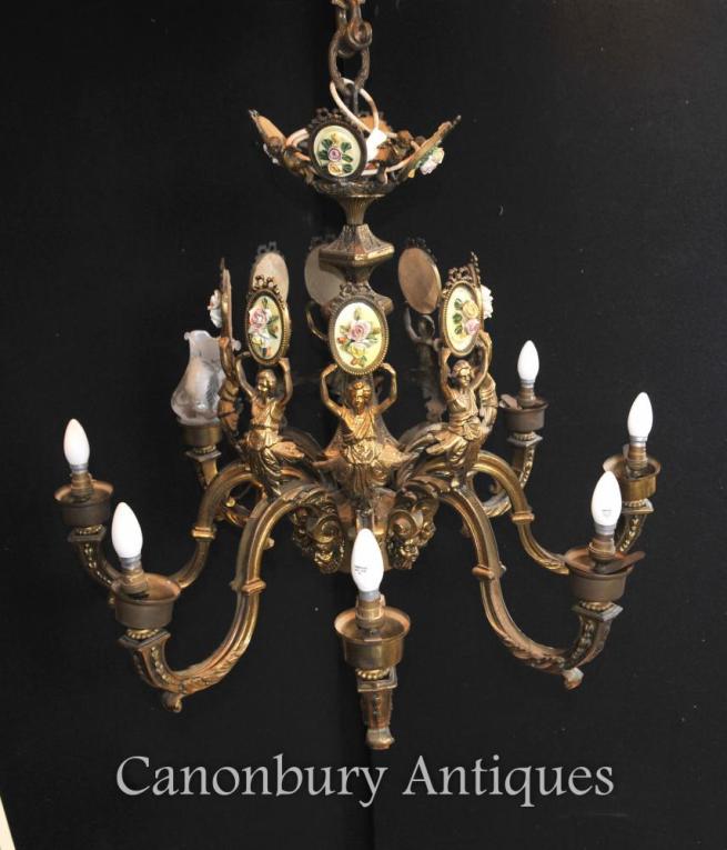 Antique French Empire Chandelier Ormolu Cieling Light Fixture