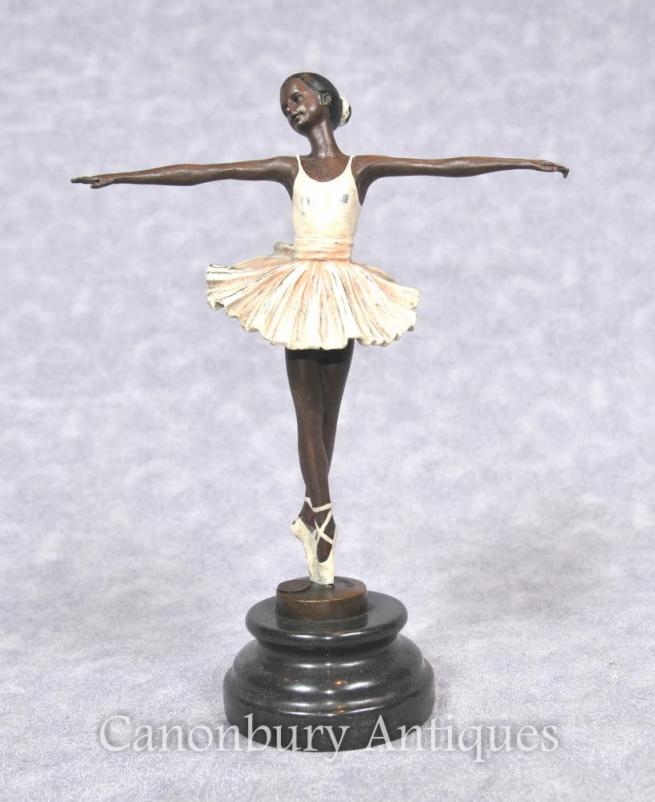 Bronze Ballet Dancer Statue Figurine Signed French