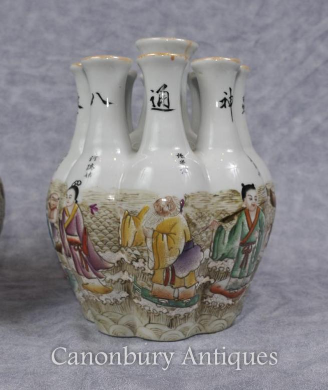 Chinese Qianlong Porcelain Crocus Vase Vases Hand Painted Multi Stem