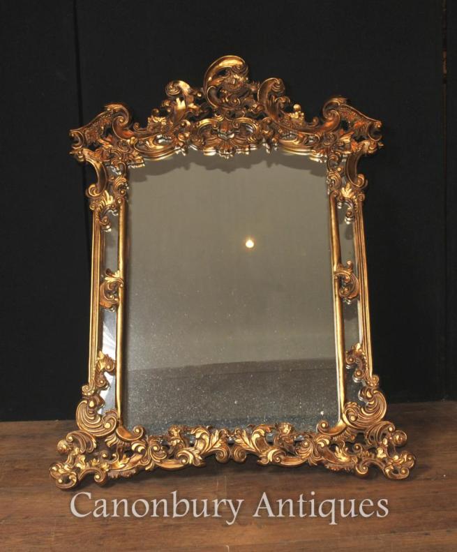 English Gilt Chippendale Mantle Mirror Rococo Frame Glass
