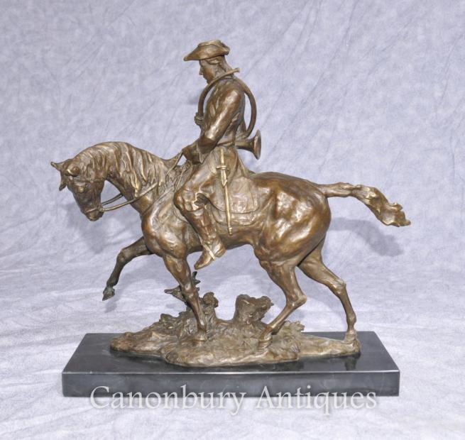 French Bronze Hunter Horse Casting Huntsman Horseback Sculpture