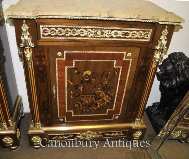 French Empire Cabinet Credenza Marquetry Inlay