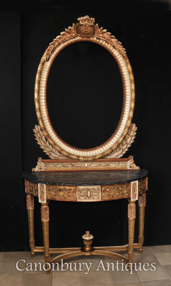 French Empire Console Table and Mirror Set Tables Interiors