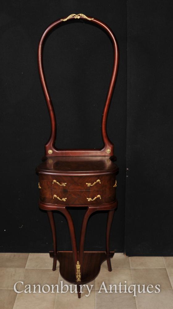 French Empire Mirror and Dressing Table Console Mirrored