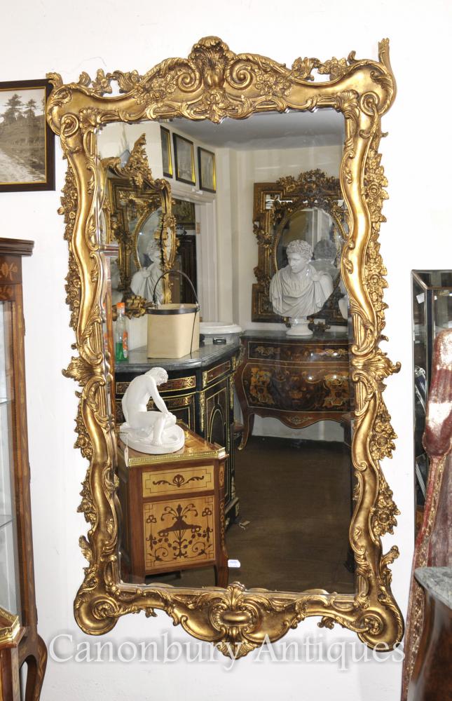 Italian Rococo Gilt Pier Mirror Glass Frames Mirrors