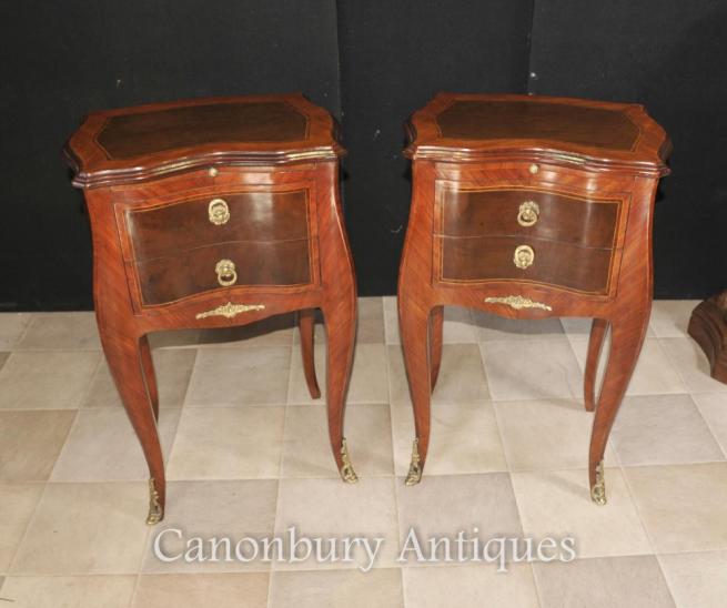 Pair French Empire Bedside Chests Cabinets Nightstands
