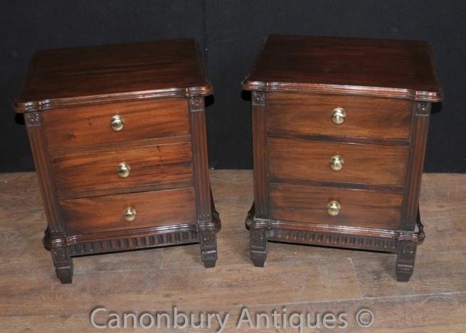 Pair Victorian Mahogany Bedside Cabinets Chests Tables Nightstands