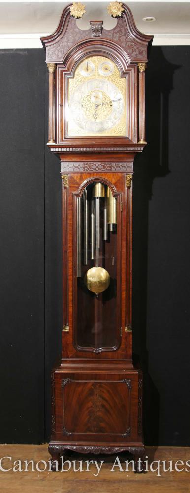 Antique English Grandfather Clock Mahogany Musical Movement Baker of Bath