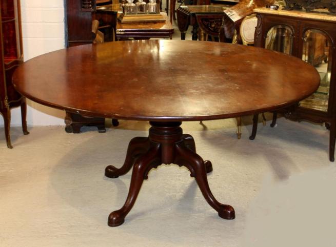 Antique Georgian Round Mahogany Dining Table Tilt Top