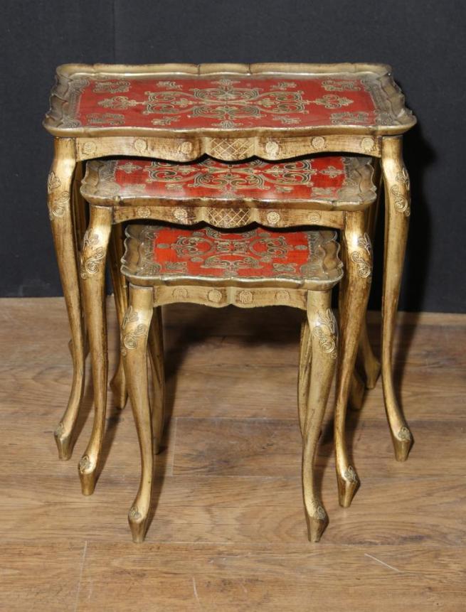 Antique Italian Gilt Nest of Tables Side Table Painted 1930