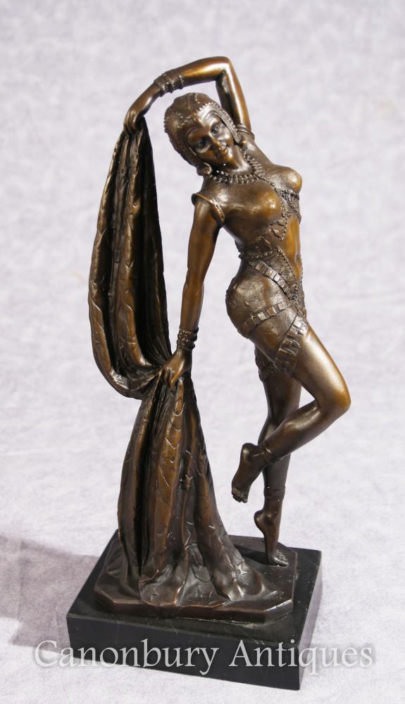 French Art Nouveau Bronze Dancer Signed Leonard