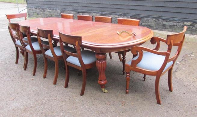 Mahogany Victorian Dining Set Extending Table and 10 Chairs