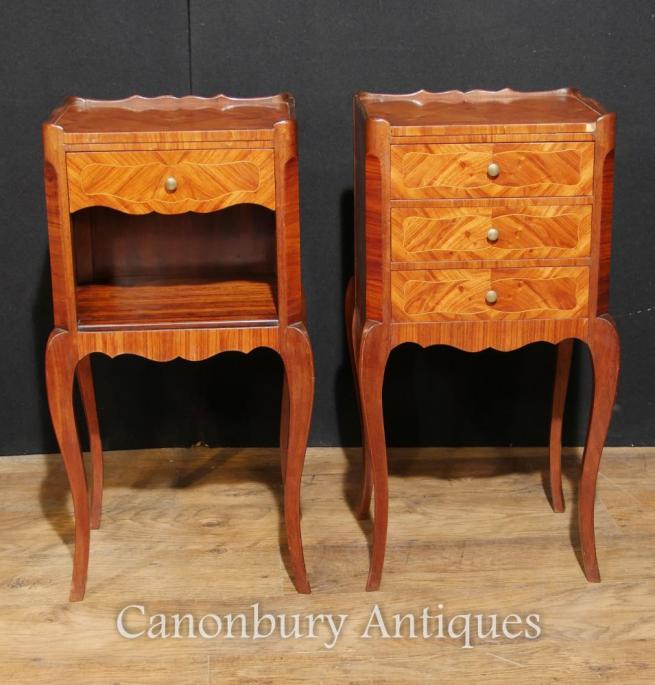 Pair French Antique Empire Bedside Cabinets Kingwood Nightstands 1930
