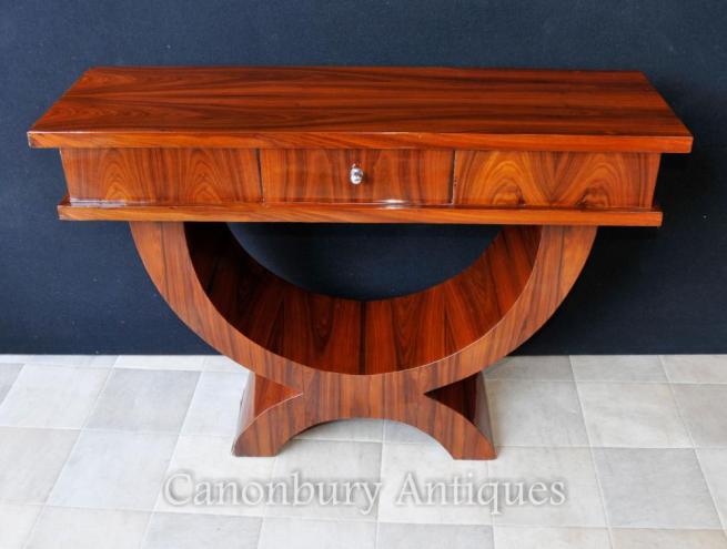 Rosewood Art Deco Console Table Ogee Curved Tables