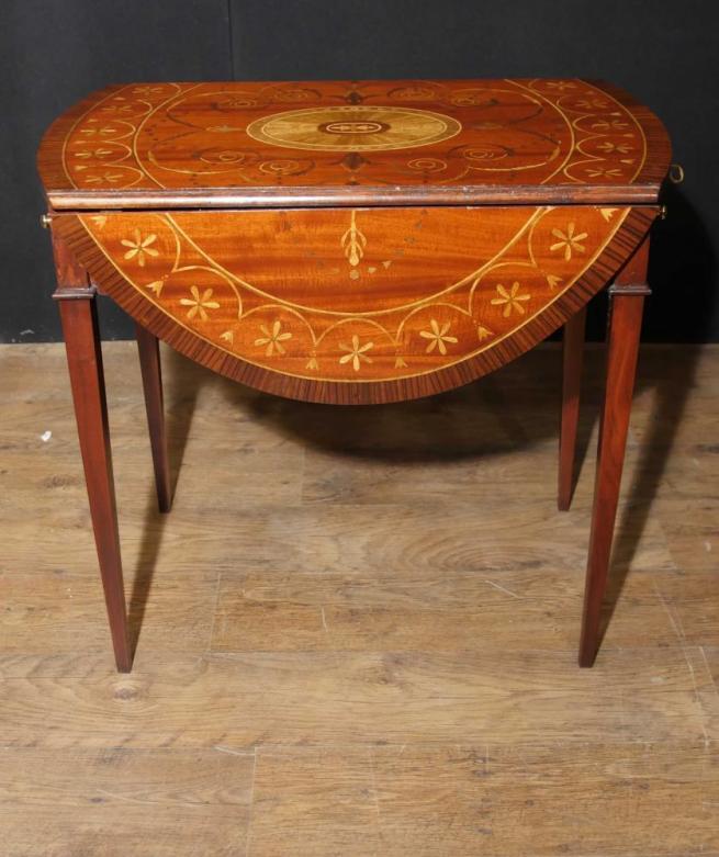 Sheraton Mahogany Pembroke Table Drop Leaf Tables Marquetry Inlay