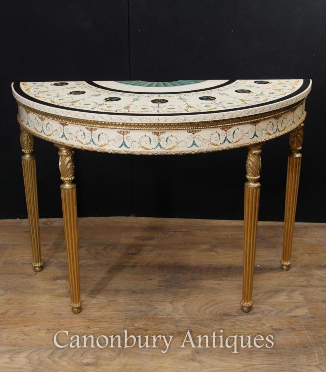 Single Adams Demi Lune Console Table Painted Tables