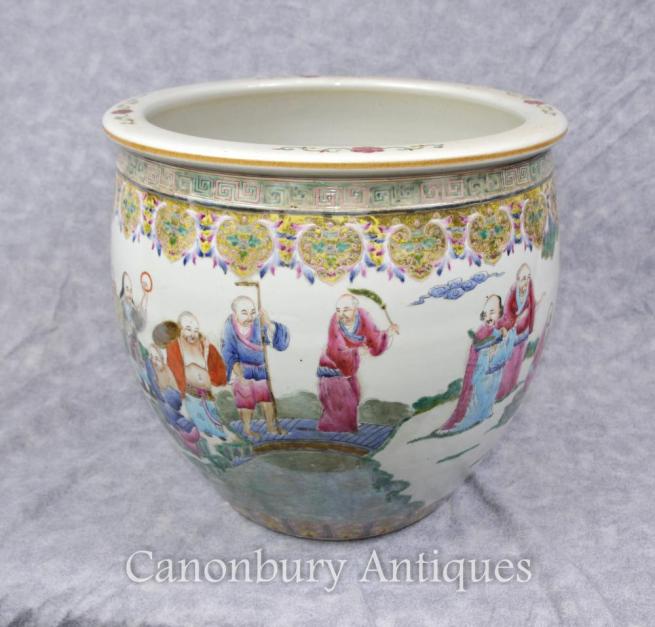 Chinese Qianlong Porcelain Planter Bowl Hand Painted