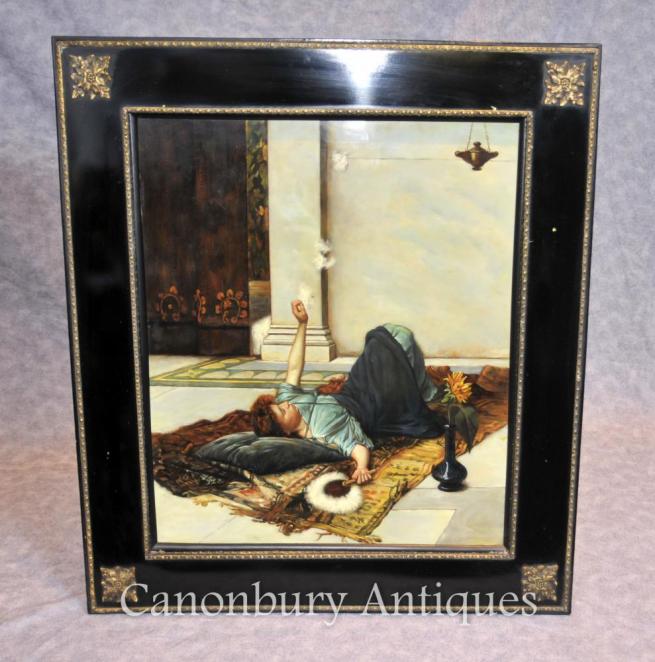 German Porcelain KPM Odalisque Female Portrait Oil Painting Plaque Plate