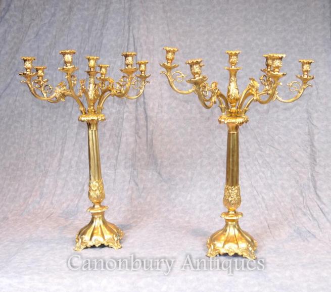 Pair Antique Gilt Classic Candelabras Paul Storr