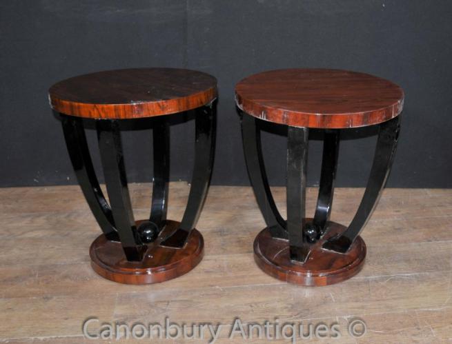 Pair Art Deco Side Tables Cocktail Furniture