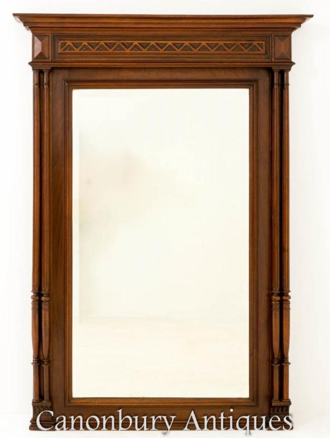 Antique French Oak Wall Pier Mirror