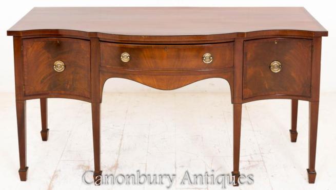 Antique Mahogany Serpentine Sideboard Buffet Server