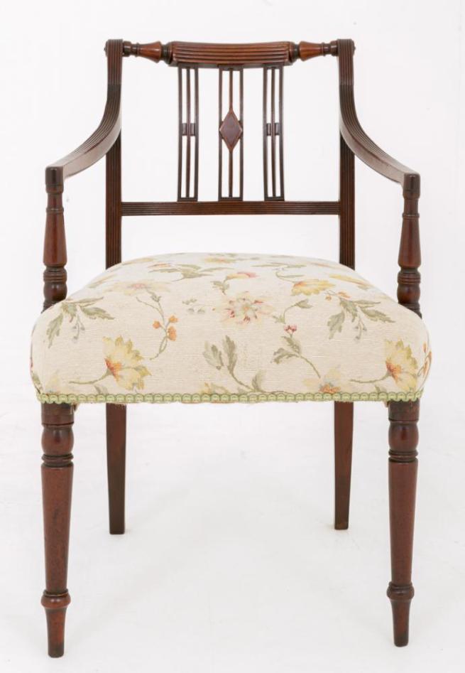 Antique Mahogany William IV Desk Chair Arm Chairs