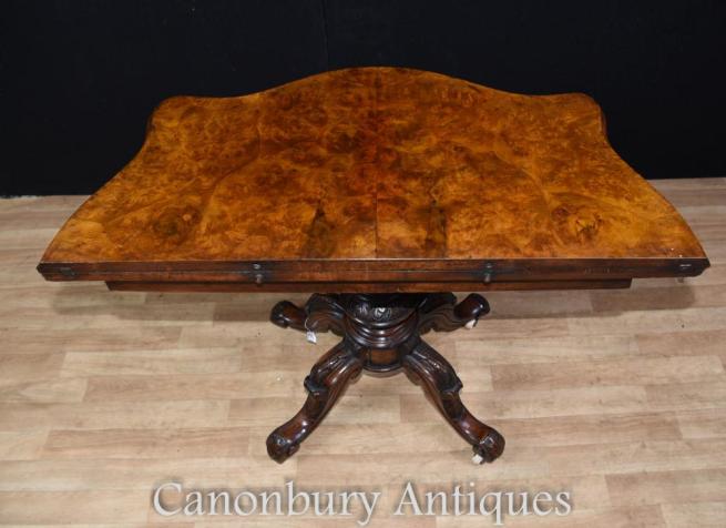 Antique Regency Walnut Card Side Table Games Tables