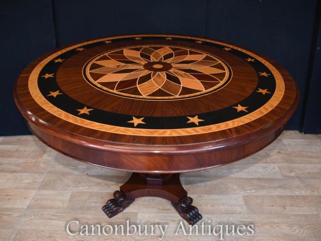Art Deco Inlay Centre Table Round Dining Tables