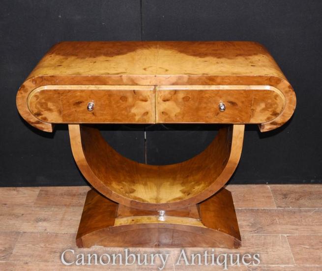 Art Deco Walnut Console Table