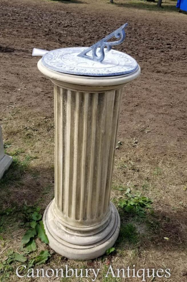 Classical Stone Doric Sundial Garden Art Time