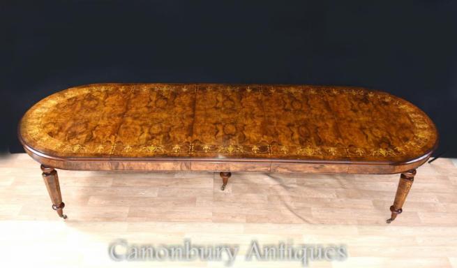 Extending Walnut Italian Marquetry Dining Table